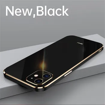 Plating Kvadratinio rėmo telefono dėklas, skirtas iPhone 13 Pro Max 11 12 Mini XR X XS Max 7 8 6 6S Plus SE 2020 minkštas silikoninis dangtelis Fundas