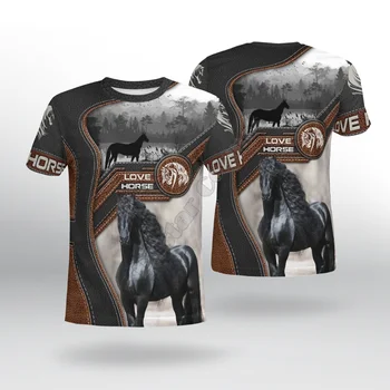 PLstar Cosmos Love Horse 3D Marginti marškinėliai Harajuku Streetwear marškinėliai Funny Animal Men For Women Short Sleeve 05