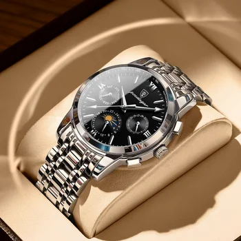 POEDAGAR Naujas vandeniui atsparus šviečiantis vyriškas kvarcinis laikrodis Korėjos mados tendencijų laikrodis