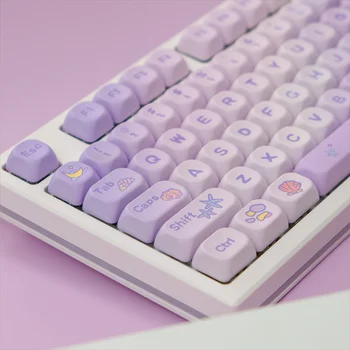 Purple Shell Keycaps QX3 profilis kvadratinis sublimacinis klavišų dangtelis mechaninėms klaviatūroms Priedai Dovana mergaitei