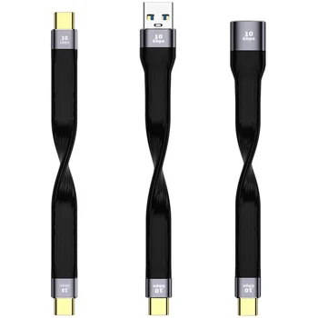 RYRA itin trumpas USB į C tipo kabelis USB 3.1 Gen 2 USB C greito įkrovimo FPC kabelio laidas 4K 10Gbps sinchronizavimo duomenų kabelio laidas