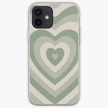 Sage Green Latte Heart Iphone kietas dėklas Telefono dėklas, pritaikomas iPhone X XS XR Max 11 12 13 14 Pro Max Mini 6 6S 7 8 Plus
