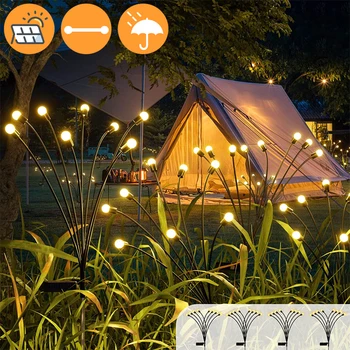 Saulės šviesos diodas Firefly Šviesa Lauko sodo dekoravimas Kraštovaizdžio šviesa Vandeniui atspari fejerverkų lemputė kaimo namų terasai Vejos dekoras