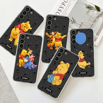 Skaidrus telefono dėklas, skirtas Samsung S23 Ultra S22 S21 FE S20 S9 S10 Plus Note 20Ultra 10 Soft Cover D-Disney Cartoon Winnie Bear