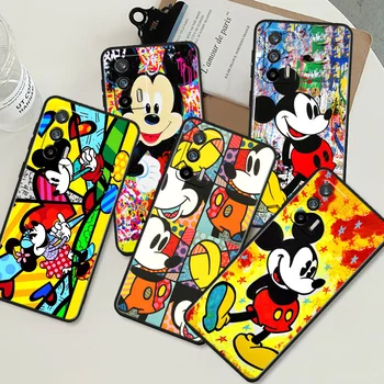 Spalvotas Disney Mickey skirtas OPPO Realme X50 X3 X2 GT2 Neo 3T Pro C35 C31 C30S C25S C21Y C15 C11 C3 C2 Juoda Telefono dėklas
