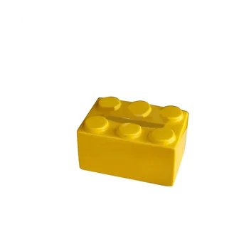 statybiniai blokai audinių dėžutė, audinių popieriaus dėžutė Keraminė audinių dėžutė Papuošalai servetėlei Veido popierinis rankšluostis Geltona