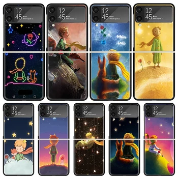 The Little Prince Fox Cartoon Phone Case, skirtas Samsung Galaxy Z Flip3 5G Flip4 Black Hard Cell Cover Z Flip 4 3 PC Shell Zflip3 Co