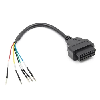  trumpiklio testerio jungties diagnostikos kabelis 16pin kištukas OBD OBD2 moteriška K linija gali linija automobilio universaliam K + CAN OBD2 kabeliui