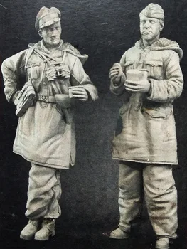 Unassambled 1/35 senovės karininkas ramybės būsenoje yra 2 žiemą Dervos figūrinių miniatiūrinių modelių rinkiniai Nedažyti