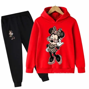 Vaikai Baby Minnie Mouse Hoodies Boys Girls Drabužių komplektai Autumn Kids džemperiai ilgomis rankovėmis+Kelnės Laisvalaikio apranga