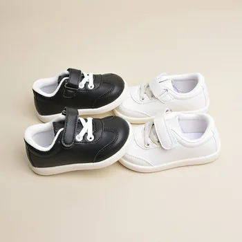 Vaikų laisvalaikio batai Minkšti odiniai mergaičių batai Mokykla Juodai balti sportbačiai Vaikai Minkštas padas Comfort Boy Batai Mažylių butai Tênis