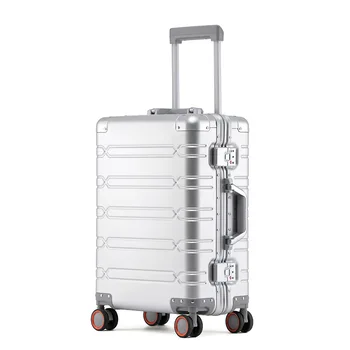 Visas aliuminio riedėjimo bagažas madingas kelioninio vežimėlio lagaminas 20/24/28 colių metalinis kietos dėžutės slaptažodžio registracijos dėklas