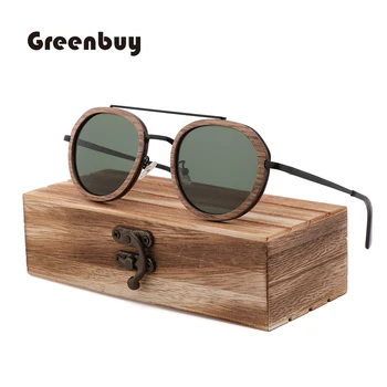 Vyriški ir moteriški akiniai nuo saulės Sumuštinis Rankų darbo bambuko mediena Poliarizuota UV400 paprastų akinių nuo saulės tendencija Madingas retro dizainas