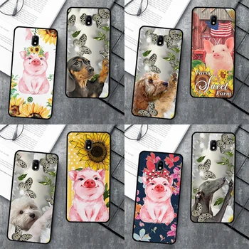 Westie Cockapoo Daisy Pig Happy Flower Back Case, skirtas Samsung Galaxy J5 2016 A5 J3 J7 2017 A7 A9 J8 J4 J6 A6 J8 Plus 2018 Coque