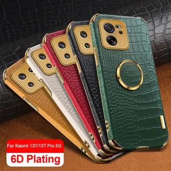 Xiomi 13T Pro Case 6D Plating Magnet Holder Ring Leather Cover for Xiaomi13T Xiaomi Mi 13T Mi13T 13 T Pro T13 5G Protect Shell