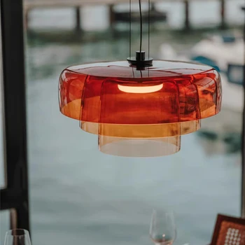 Šiaurietiškas paprastas spalvingas stiklas Restorano pakabinamos lempos baro svetainei Pakabinamas šviestuvas Namų dekoravimas Blizgesys Šviestuvas