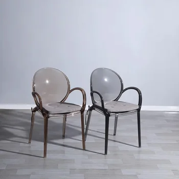 Šiaurės šalių prabangios valgomojo kėdės Akrilas Skaidrus skaitymas Laisvalaikis Valgomojo kėdės Minimalizmas Grindys Jantar Cadeiras Miegamojo baldai