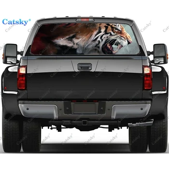 žiaurus tigras Lango lipduko lipdukas Grafinis PVC medžiagos sunkvežimio lipdukas Perforuotas vinilo universalus lipdukas